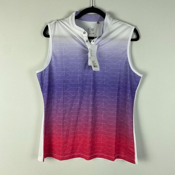 Nivo Golf Polo Size Shirt Large Sleeveless Snap Closure Claire Mock Neck - Picture 1 of 10
